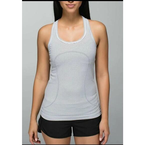 Lululemon Swiftly Tech Racerback SZ 6 Black White Stripe - Picture 1 of 9